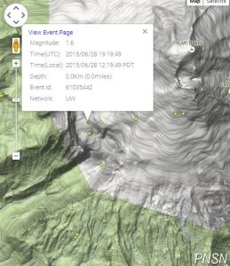 Map showing location of M 1.6 seismic event at Deming Glacier